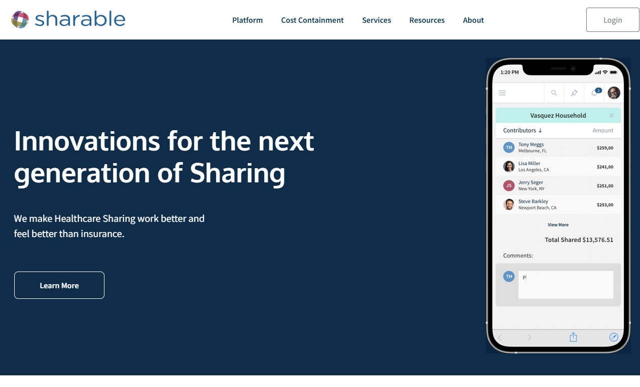 Sharable.life website preview
